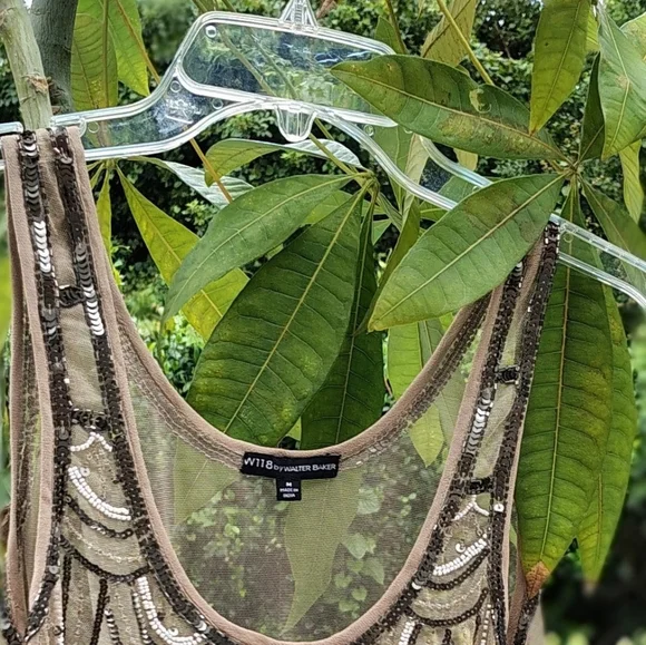 W118 BY WALTER BAKER SHEER BEADED STUNNING ART DECO TOP WOMEN'S Sz M - Picture 6 of 6